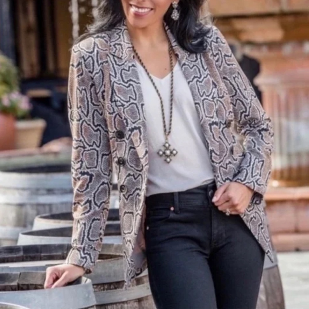 Cabi | Python Print Double-Breasted Blazer - image 2